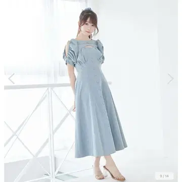 로제 뮤즈 데님 원피스 반팔