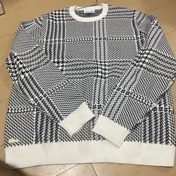 LACOSTE 체크 무늬 니트 스웨터 US L