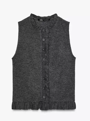 ZARA 소프트 프릴 상의 그레이 M