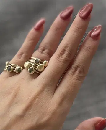 IOSSELLIANI 골드 스톤 8연 스태킹 반지 8~10호