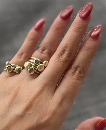 IOSSELLIANI 골드 스톤 8연 스태킹 반지 8~10호