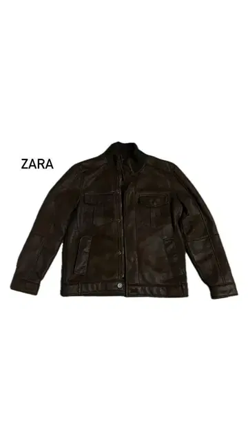 ZARA 다크 브라운 가죽풍 자켓 L