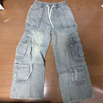 라이트 블루 카고 데님 팬츠