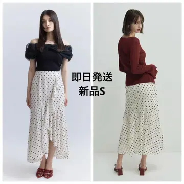 새상품 eimy dot eimy 스커트 도트 머메이드 화이트