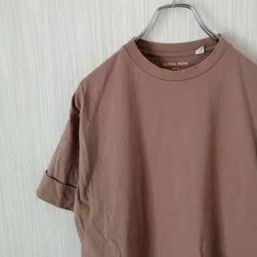 글로벌 워크 T셔츠 반팔 오버 사이즈 브라운