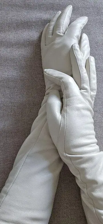 롱 가죽 그로브 가죽 장갑 45cm 베이지 사용품