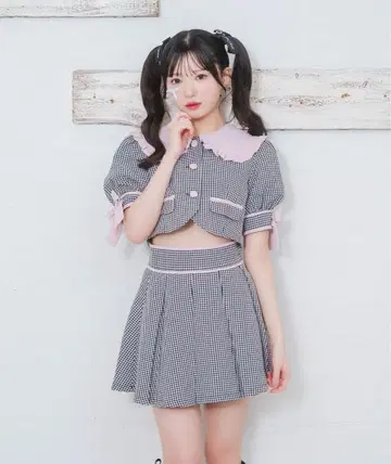 Honey Cinnamon 소매 리본 배색 셋업