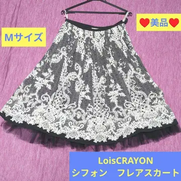 새상품급 LoisCRAYON 로이스크레용 쉬폰 파니에 플레어 스커트