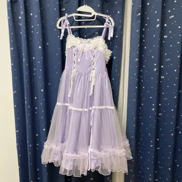 엔젤릭 프리티 오버롤 스커트 라벤더 시착만 한 상품 새상품