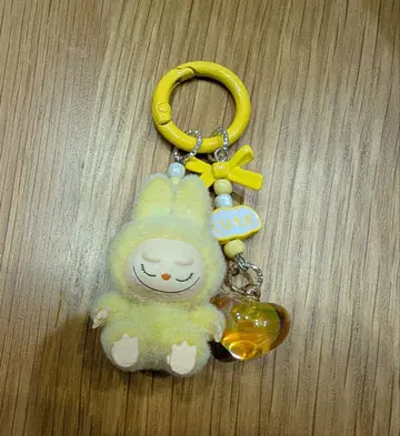 러브럽 LABUBU 봉제 인형 키링 스트랩 연한 노란색