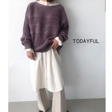 @ [ F ] 투데이풀 보트넥 패턴 니트 보라색 계열