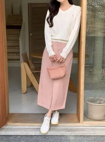 프론트 슬릿 데님 롱 스커트