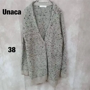 [ Unaca/모헤어/울/그레이/니트 가디건/긴팔/보송보송/버튼