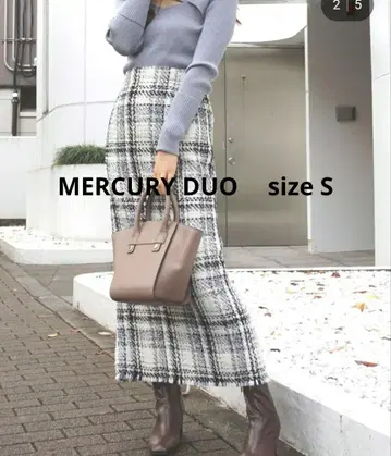 [ MERCURY DUO ] 밑단 프린지 트위드 타이트 스커트 S