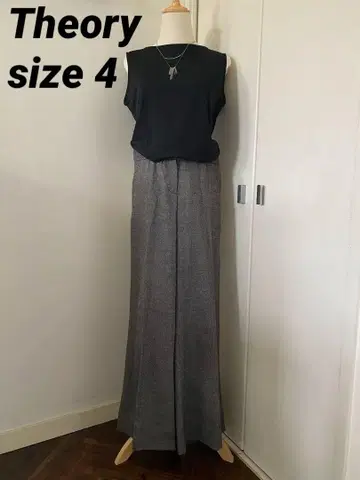 새상품급 Theory 체크 무늬 와이드 팬츠 size4