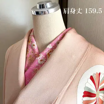 시치쓰키 앤티크 재단 길상 문양 히토츠몬 순수 실크 이중 기모노 호몬기