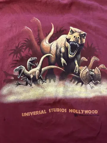 90s USA제 쥬라기 공원 T셔츠 XL 버건디