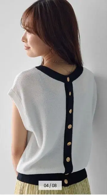 라메 믹스 화이트 블랙 반팔 니트