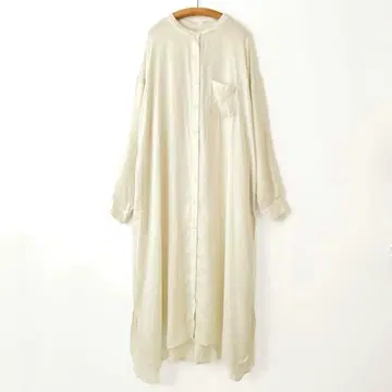 Bonum 테론 새틴 셔츠 원피스 오버 사이즈 루즈핏 베이지