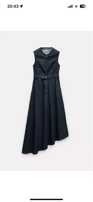 다크 블루 비대칭 밑단 원피스
