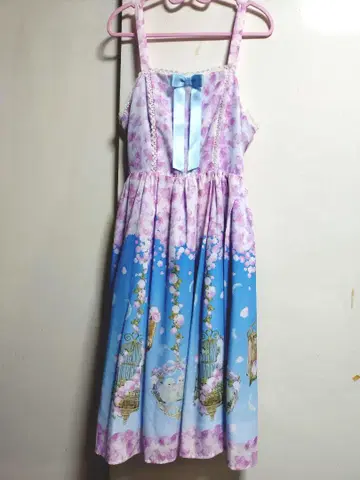 axes femme kawaii 블루밍 가든 오버롤 스커트