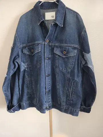 별 자수 오버 사이즈 데님 자켓