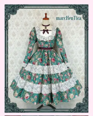 marcHenTica 셰리 로즈 가든 원피스 코발트 그린