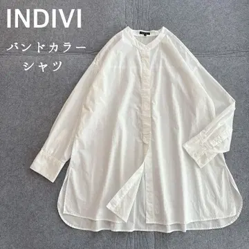 새상품급 INDIVI 밴드 카라 셔츠 코튼 루즈핏