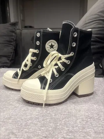한국 컨버스 블랙 하이컷 힐 스니커즈
