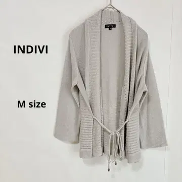 인디비 가디건 M 그레이지 숄카라 끈 벨트 시스루 니트