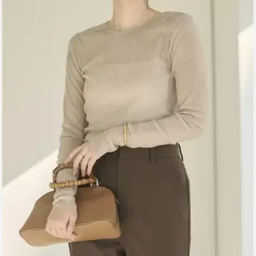 plage Flocky Mesh 롱 T셔츠 베이지