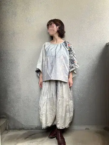 기모노 리메이크/오시마 명주/코쿤 스커트/허리밴딩