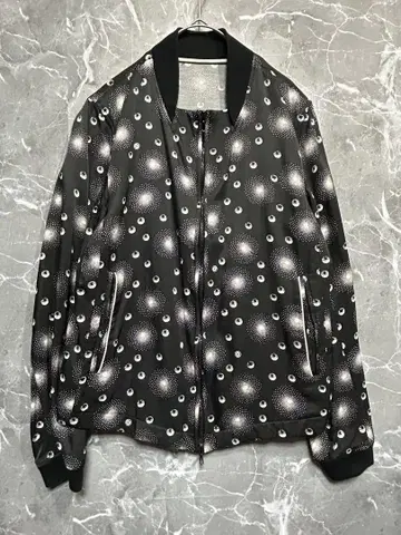 [ RICO ] 올 패턴 집업 자켓 블랙 x 도트 디자인