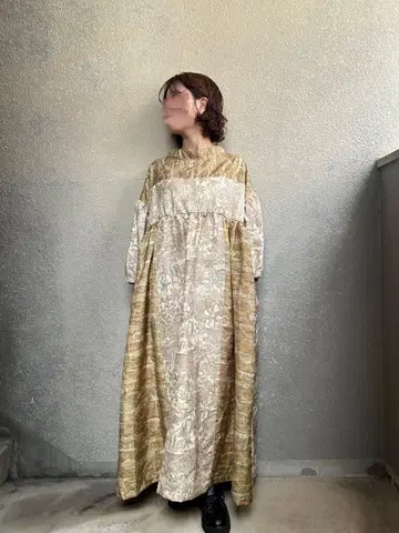 기모노 리메이크/염색 오시마/원피스/개더/벌룬 슬리브