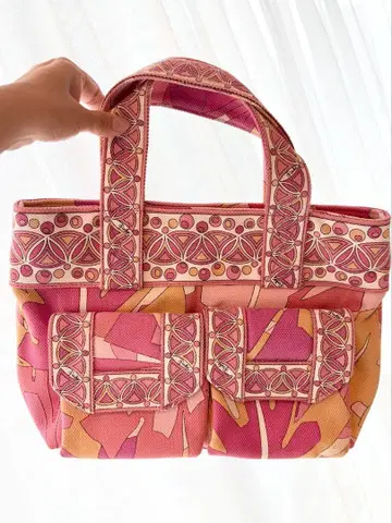 컨디션 최상 EMILIO PUCCI 에밀리오 푸치 핸드백 핑크 푸치 패턴