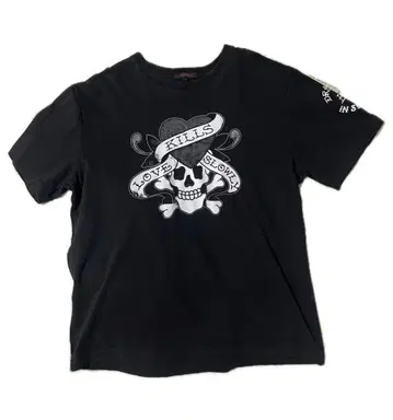 ED Hardy 스컬 프린트 T셔츠 Y2K 스컬 하트