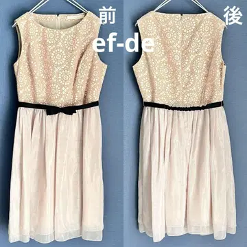 ef-de [9] 무릎 기장 원피스 세레모니 시어 쉬폰 리본 꽃무늬
