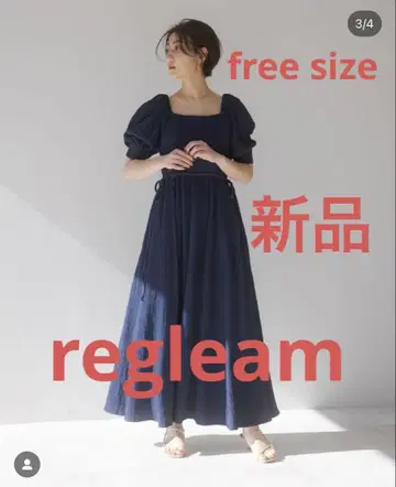 새상품 regleam 리글림 퍼프 원피스 퍼프 슬리브 네이비 원피스