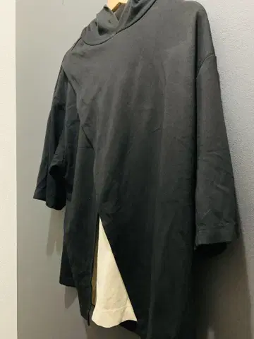 다케오 키쿠치 오버랩 레이어드 후드티 블랙 끈 없음