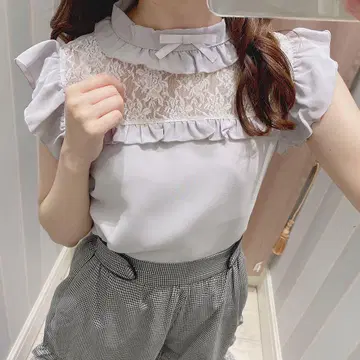 evelyn 레이스 리본 슬리브리스 TP 상의 색스