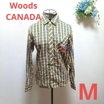 Woods CANADA 체크 무늬 셔츠 M 사이즈 오렌지 a0084
