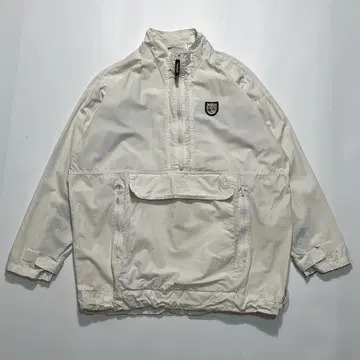 90s 리복 하프 지퍼 아노락 L 아이보리 자수 5992