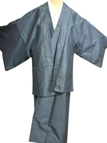 유2 기모노 남성용 오시마 명주 남색 진흙 사자 무늬