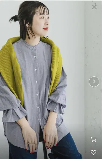 새상품급 ITEMS URBANRESEARCH 밴드 카라 소매 턱 티셔츠