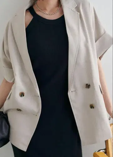 디스코트 테크 린넨 반팔 셔츠 자켓