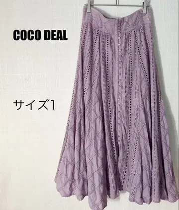 COCODEAL 플레어 스커트 라벤더 컬러 사이즈 1 레이스 조