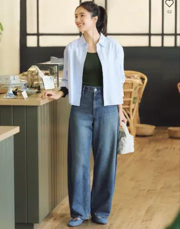 택 포함 새상품 UNIQLO 옥스퍼드 셔츠/스트라이프 블루