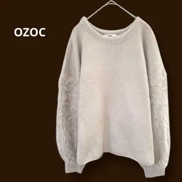 OZOC 월드 소매 샤기 니트 상의 베이지 M 걸리시 워셔블