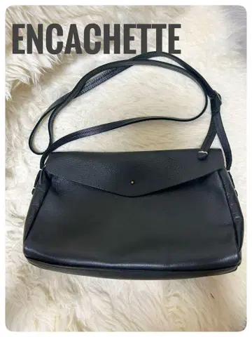 Encachette 앙카셰트 가죽 파우치 숄더 블랙 천연 가죽