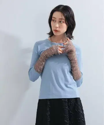 새상품급 Ray BEAMS 레이빔즈 / 튤 커프스 리브 T셔츠